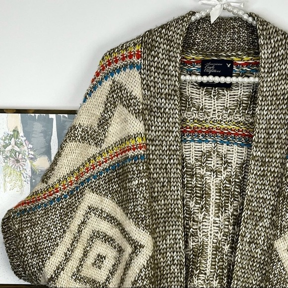 AMERICAN EAGLE OUTFITTERS AZTEC PRINT‎ KNIT SHRUG CARDIGAN EUC SZ XS/S - Picture 3 of 7